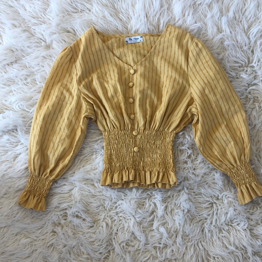 Yellow banded waist top